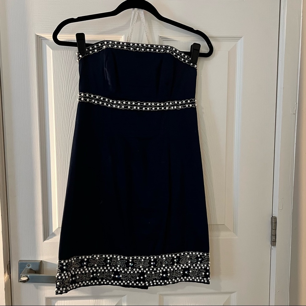 Lilly Pulitzer Navy Beaded Embroidered Dress